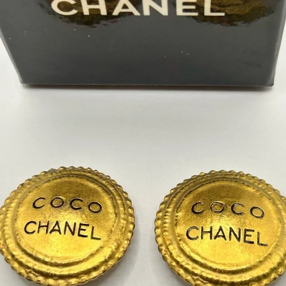 Chanel Gold Button Earrings - Picture 6 of 9